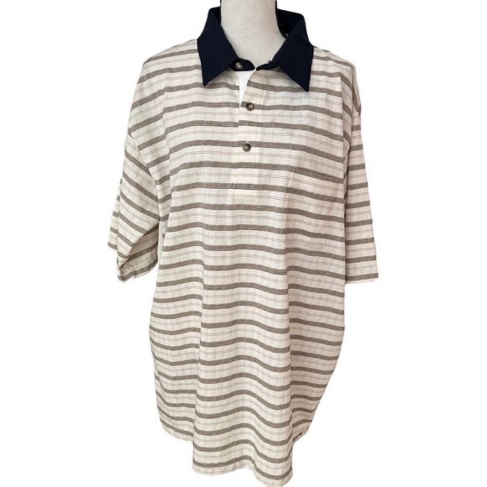 Tropical Palm mens cotton blend Striped polo shirt size XL NWT.